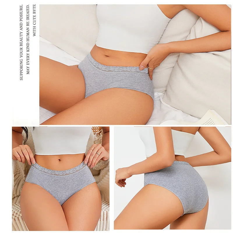 Cotton Women Panties - Soft Low-Rise Seamless Briefs With Lace Intimate Apparel - ZOOMNSTORE