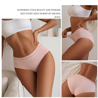Cotton Women Panties - Soft Low-Rise Seamless Briefs With Lace Intimate Apparel - ZOOMNSTORE
