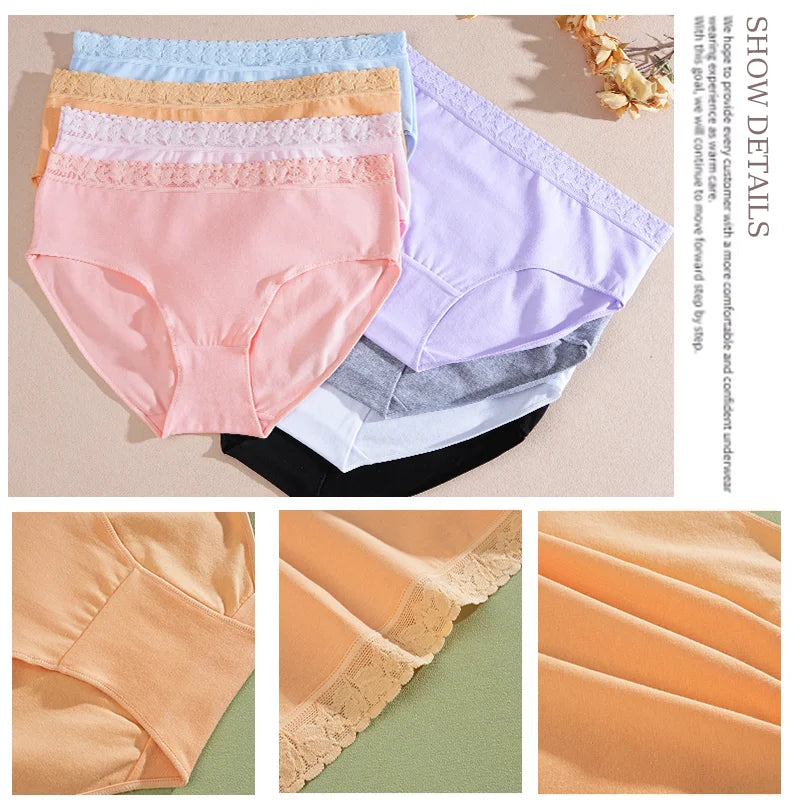 Cotton Women Panties - Soft Low-Rise Seamless Briefs With Lace Intimate Apparel - ZOOMNSTORE