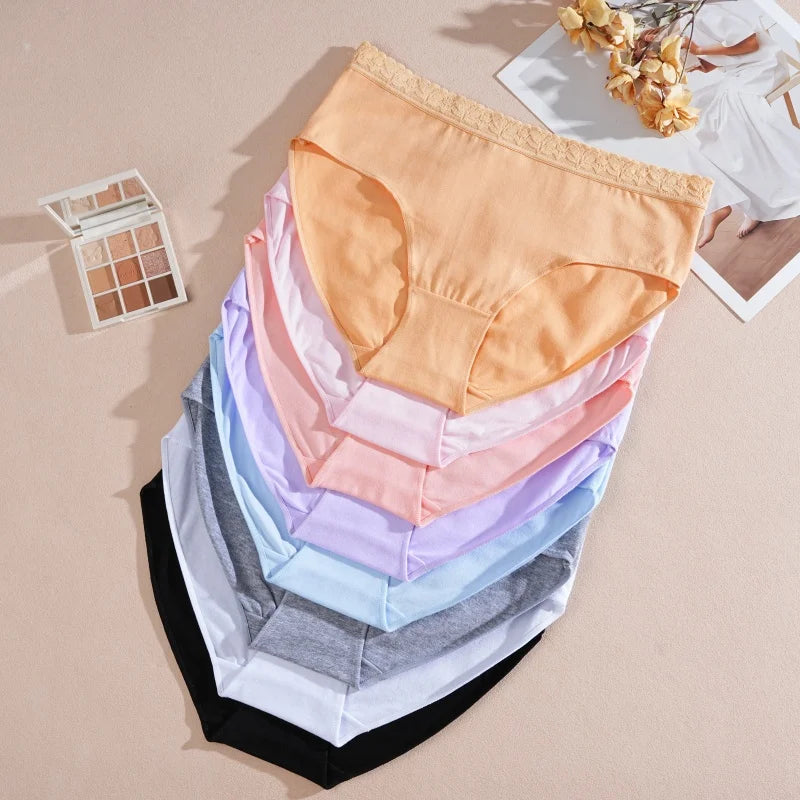 Cotton Women Panties - Soft Low-Rise Seamless Briefs With Lace Intimate Apparel - ZOOMNSTORE