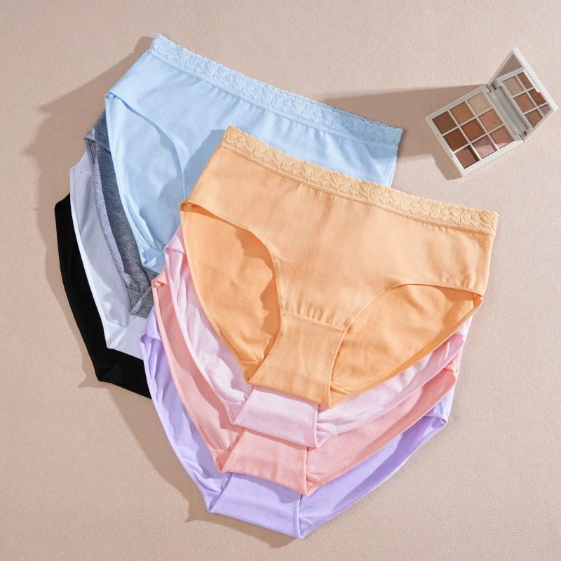 Cotton Women Panties - Soft Low-Rise Seamless Briefs With Lace Intimate Apparel - ZOOMNSTORE
