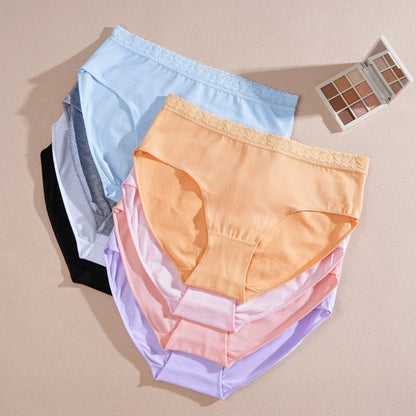 Cotton Women Panties - Soft Low-Rise Seamless Briefs With Lace Intimate Apparel - ZOOMNSTORE