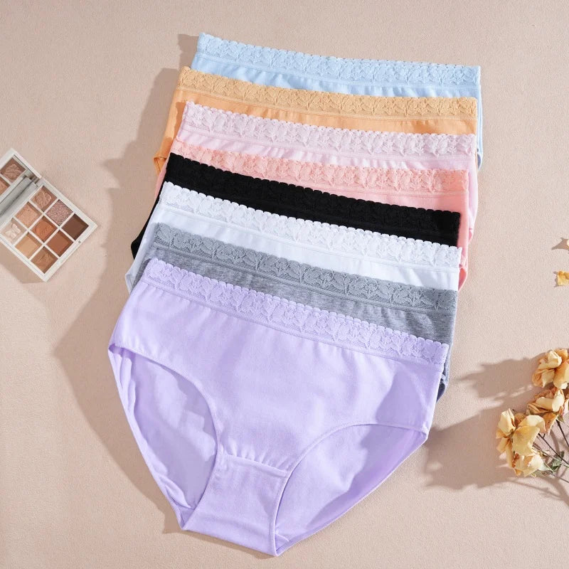 Cotton Women Panties - Soft Low-Rise Seamless Briefs With Lace Intimate Apparel - ZOOMNSTORE