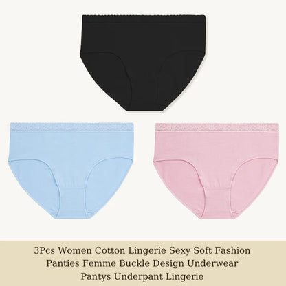 Cotton Women Panties - Soft Low-Rise Seamless Briefs With Lace Intimate Apparel - ZOOMNSTORE