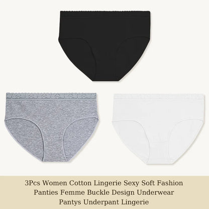 Cotton Women Panties - Soft Low-Rise Seamless Briefs With Lace Intimate Apparel - ZOOMNSTORE