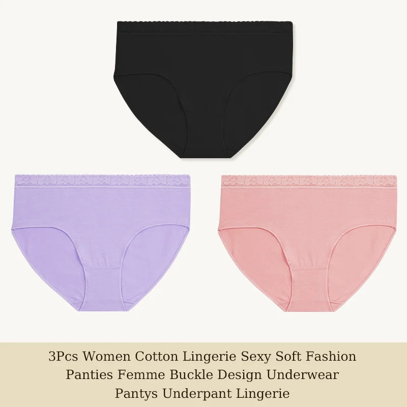 Cotton Women Panties - Soft Low-Rise Seamless Briefs With Lace Intimate Apparel - ZOOMNSTORE