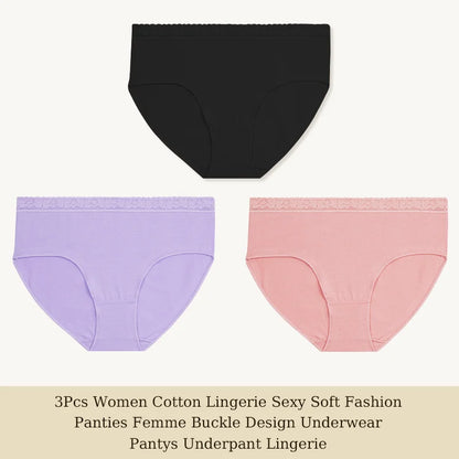Cotton Women Panties - Soft Low-Rise Seamless Briefs With Lace Intimate Apparel - ZOOMNSTORE