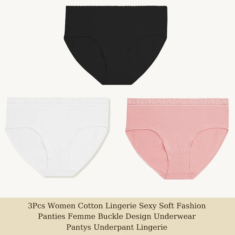 Cotton Women Panties - Soft Low-Rise Seamless Briefs With Lace Intimate Apparel - ZOOMNSTORE