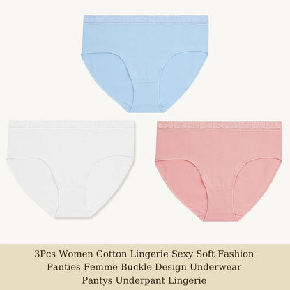Cotton Women Panties - Soft Low-Rise Seamless Briefs With Lace Intimate Apparel - ZOOMNSTORE