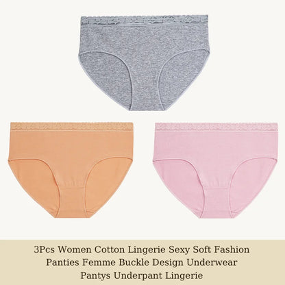 Cotton Women Panties - Soft Low-Rise Seamless Briefs With Lace Intimate Apparel - ZOOMNSTORE