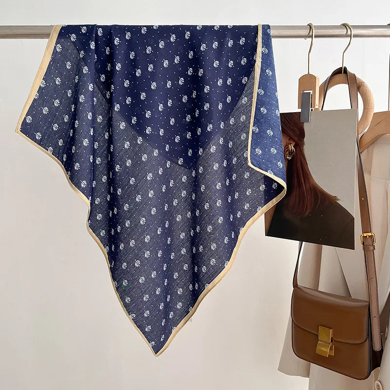 Pure Cotton Womens Printed Scarf - Fashionable Square Foulard for Neck and Hair - ZOOMNSTORE