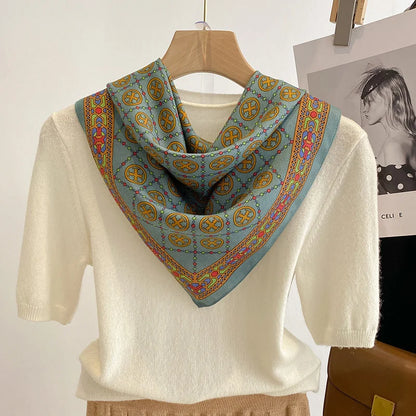 Pure Cotton Womens Printed Scarf - Fashionable Square Foulard for Neck and Hair - ZOOMNSTORE