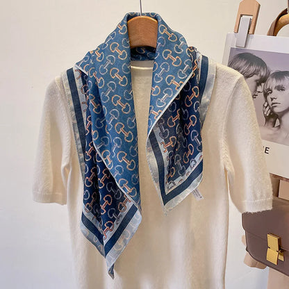 Pure Cotton Womens Printed Scarf - Fashionable Square Foulard for Neck and Hair - ZOOMNSTORE