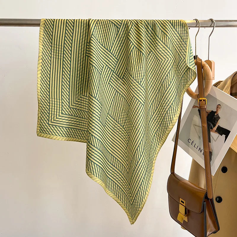 Pure Cotton Womens Printed Scarf - Fashionable Square Foulard for Neck and Hair - ZOOMNSTORE