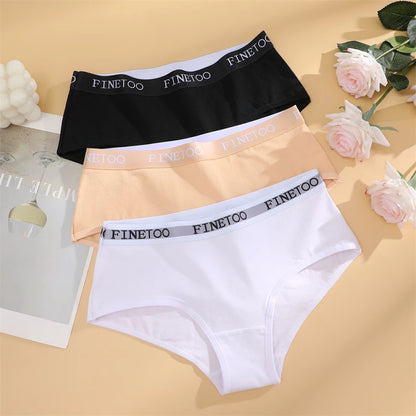 Cotton Letter Belt Womens Briefs - Sexy Low Waist Comfortable Panties 3 Pcs - ZOOMNSTORE