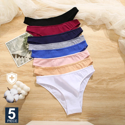 Cotton Womens Panties Set - 5PCS M-XXL Lingerie in 7 Colors - ZOOMNSTORE