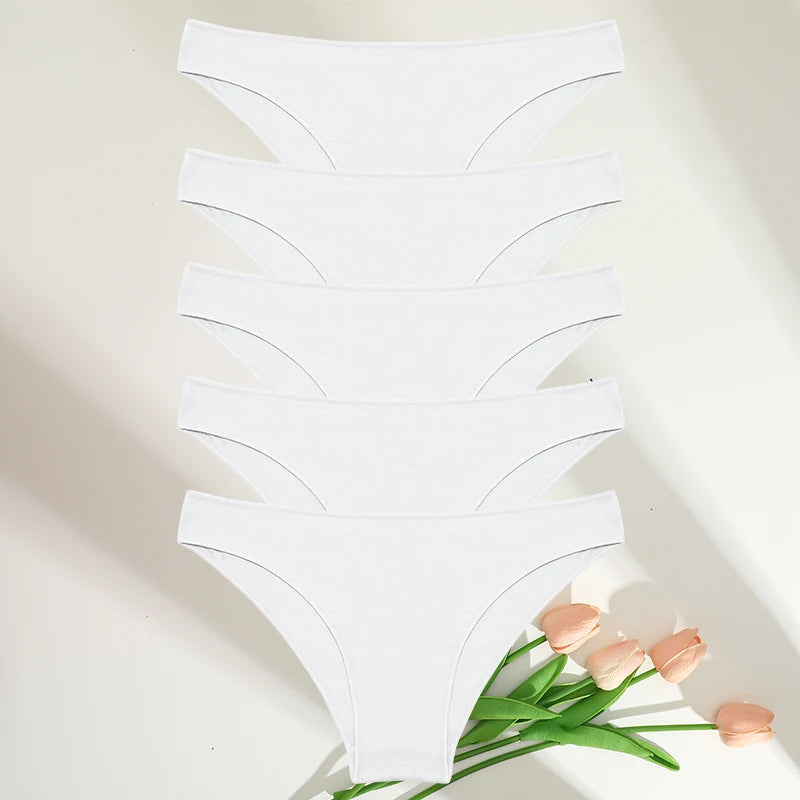 Cotton Womens Panties Set - 5PCS M-XXL Lingerie in 7 Colors - ZOOMNSTORE