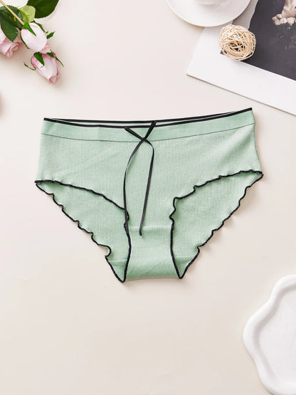 Cotton Women's Panties - Breathable Mid Rise Underwear With Bowknot Design - ZOOMNSTORE