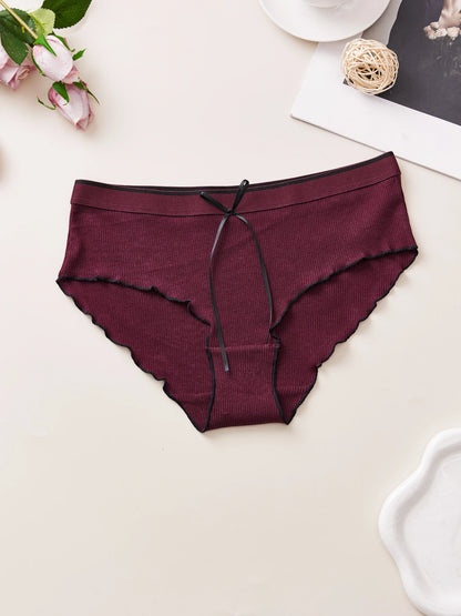 Cotton Women's Panties - Breathable Mid Rise Underwear With Bowknot Design - ZOOMNSTORE