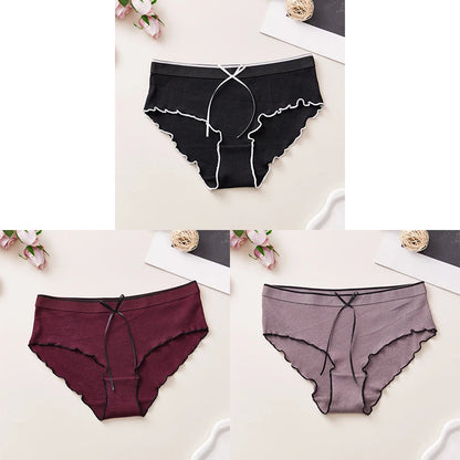 Cotton Women's Panties - Breathable Mid Rise Underwear With Bowknot Design - ZOOMNSTORE
