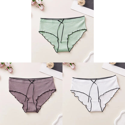 Cotton Women's Panties - Breathable Mid Rise Underwear With Bowknot Design - ZOOMNSTORE