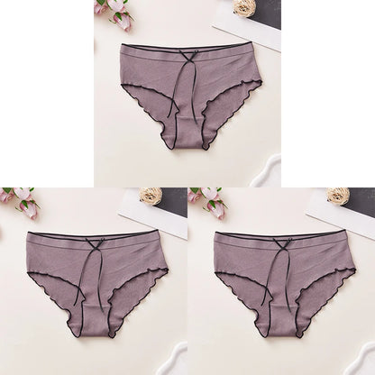 Cotton Women's Panties - Breathable Mid Rise Underwear With Bowknot Design - ZOOMNSTORE