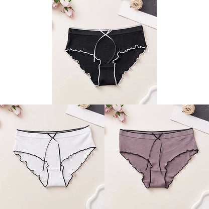 Cotton Women's Panties - Breathable Mid Rise Underwear With Bowknot Design - ZOOMNSTORE