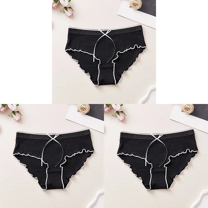 Cotton Women's Panties - Breathable Mid Rise Underwear With Bowknot Design - ZOOMNSTORE