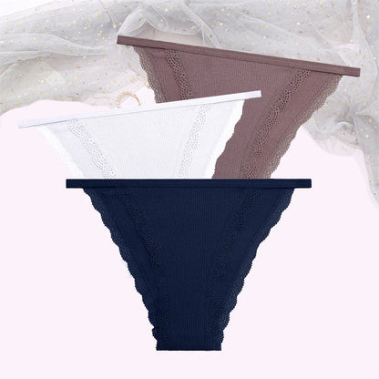 Cotton Lace Briefs Set - Womens Comfortable Underwear 3 Pcs S-XL - ZOOMNSTORE