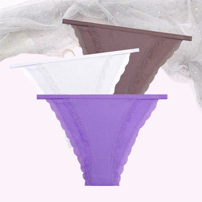 Cotton Lace Briefs Set - Womens Comfortable Underwear 3 Pcs S-XL - ZOOMNSTORE
