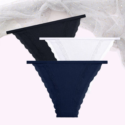 Cotton Lace Briefs Set - Womens Comfortable Underwear 3 Pcs S-XL - ZOOMNSTORE