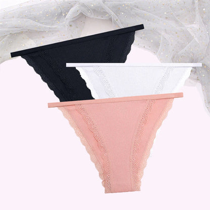 Cotton Lace Briefs Set - Womens Comfortable Underwear 3 Pcs S-XL - ZOOMNSTORE
