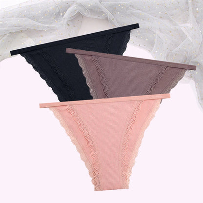 Cotton Lace Briefs Set - Womens Comfortable Underwear 3 Pcs S-XL - ZOOMNSTORE