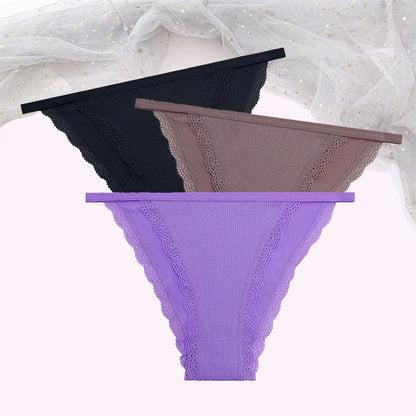 Cotton Lace Briefs Set - Womens Comfortable Underwear 3 Pcs S-XL - ZOOMNSTORE