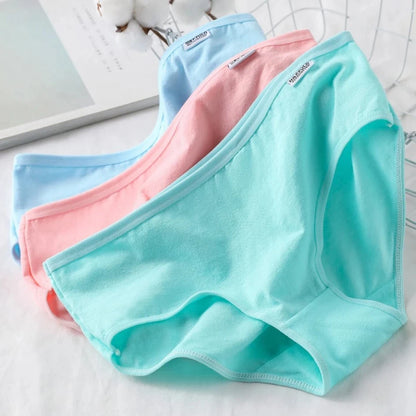 7Pcs Candy Color Cotton Panties - Comfortable Mid-Waist Plus Size Briefs - ZOOMNSTORE