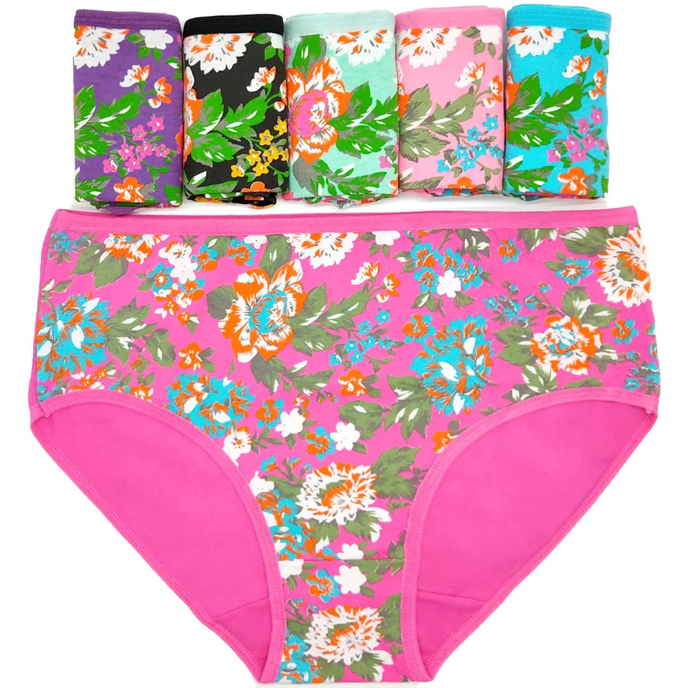 Cotton Mid Rise Womens Briefs - Soft Sexy Plus Size Panties 3 Pcs - ZOOMNSTORE