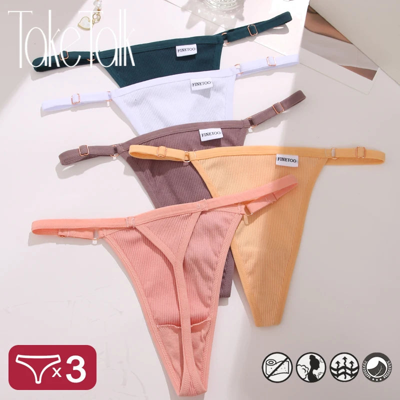 Cotton Women's Panties - Sexy Thong Underwear Set | Adjustable Waist, Breathable Soft Intimates - ZOOMNSTORE