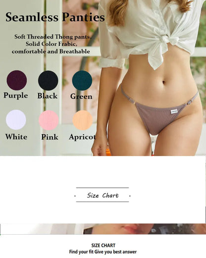 Cotton Women's Panties - Sexy Thong Underwear Set | Adjustable Waist, Breathable Soft Intimates - ZOOMNSTORE
