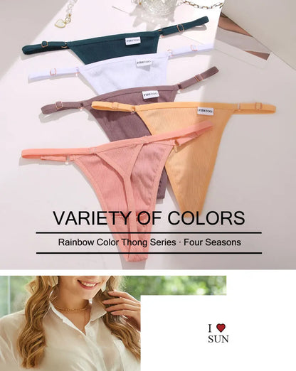 Cotton Women's Panties - Sexy Thong Underwear Set | Adjustable Waist, Breathable Soft Intimates - ZOOMNSTORE