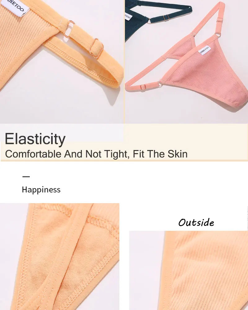 Cotton Women's Panties - Sexy Thong Underwear Set | Adjustable Waist, Breathable Soft Intimates - ZOOMNSTORE