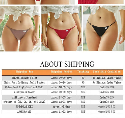 Cotton Women's Panties - Sexy Thong Underwear Set | Adjustable Waist, Breathable Soft Intimates - ZOOMNSTORE