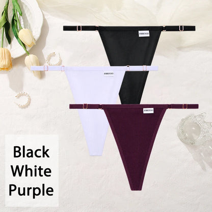 Cotton Women's Panties - Sexy Thong Underwear Set | Adjustable Waist, Breathable Soft Intimates - ZOOMNSTORE