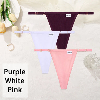 Cotton Women's Panties - Sexy Thong Underwear Set | Adjustable Waist, Breathable Soft Intimates - ZOOMNSTORE