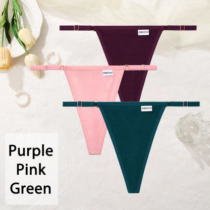 Cotton Women's Panties - Sexy Thong Underwear Set | Adjustable Waist, Breathable Soft Intimates - ZOOMNSTORE