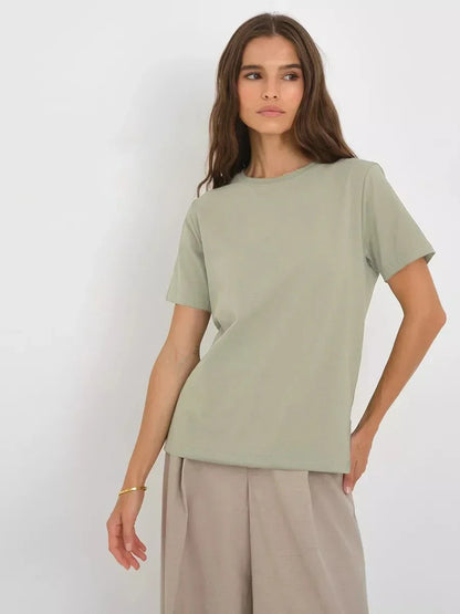 Cotton Summer Womens T-Shirt - Short Sleeve Loose Basic Top - ZOOMNSTORE
