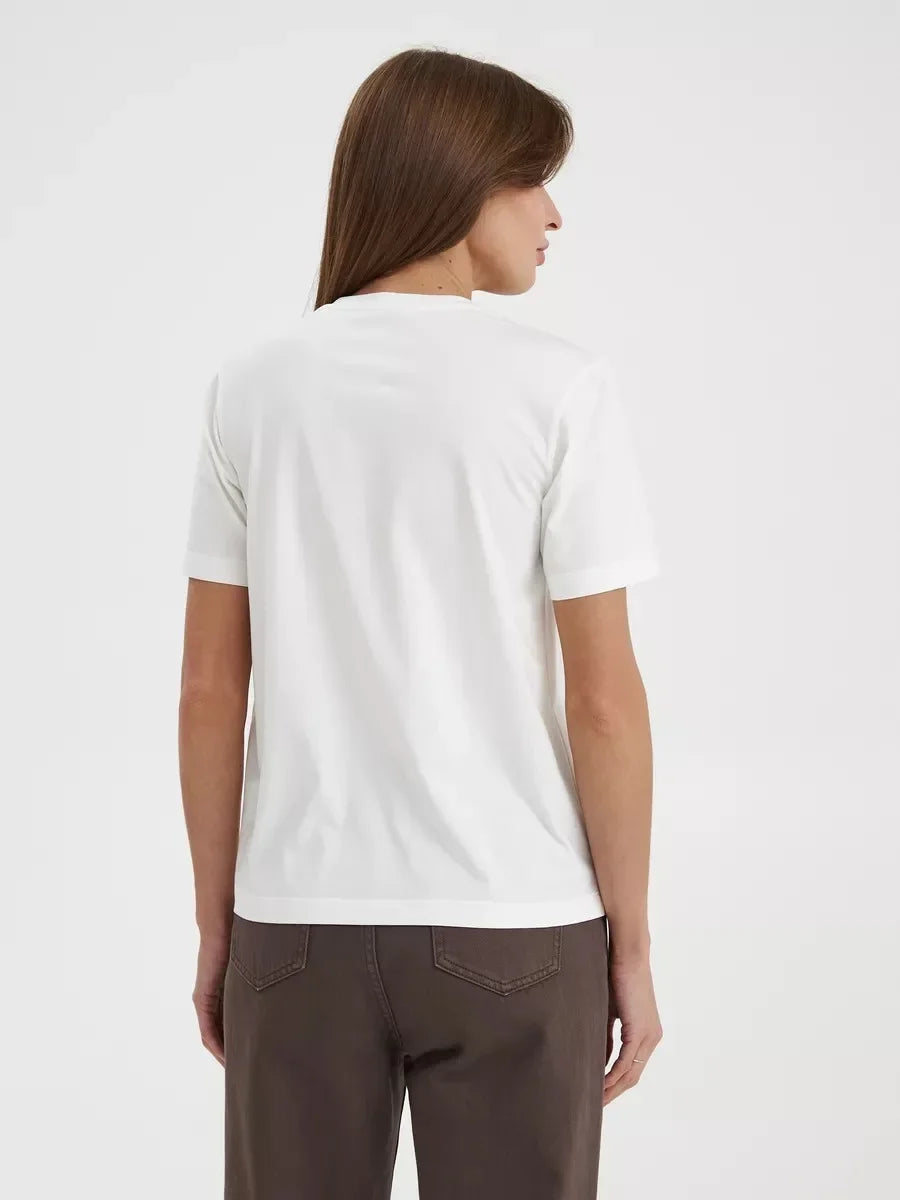 Cotton Summer Womens T-Shirt - Short Sleeve Loose Basic Top - ZOOMNSTORE