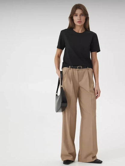 Cotton Summer Womens T-Shirt - Short Sleeve Loose Basic Top - ZOOMNSTORE