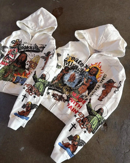 Oversized Cotton Zipper Hoodie - Casual Hip-Hop Sweatshirt for Men  Women - ZOOMNSTORE