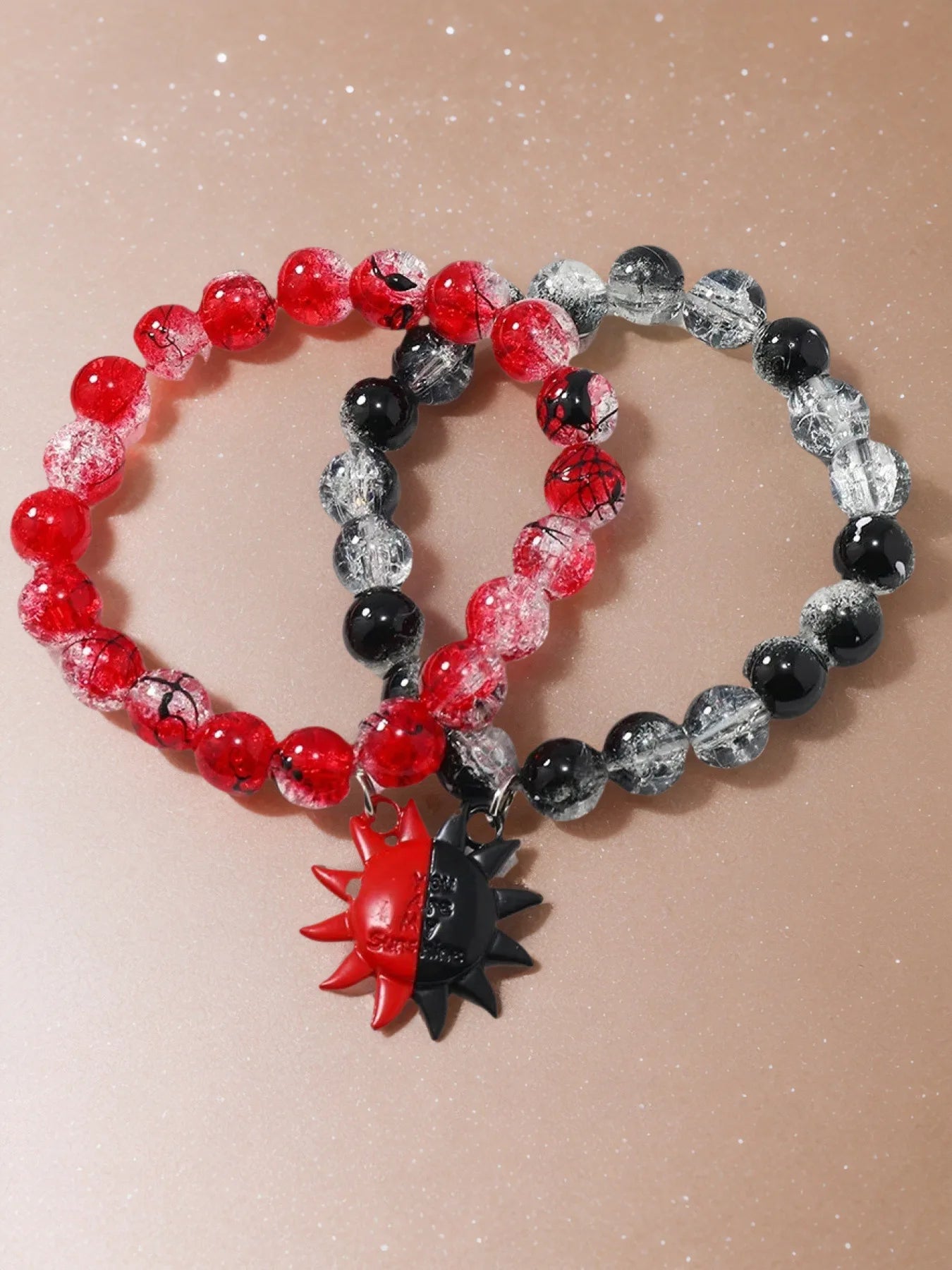 Couple Bracelet - 10mm Handmade Magnetic Heart  Broken Glass Beads - ZOOMNSTORE