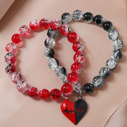 Couple Bracelet - 10mm Handmade Magnetic Heart  Broken Glass Beads - ZOOMNSTORE